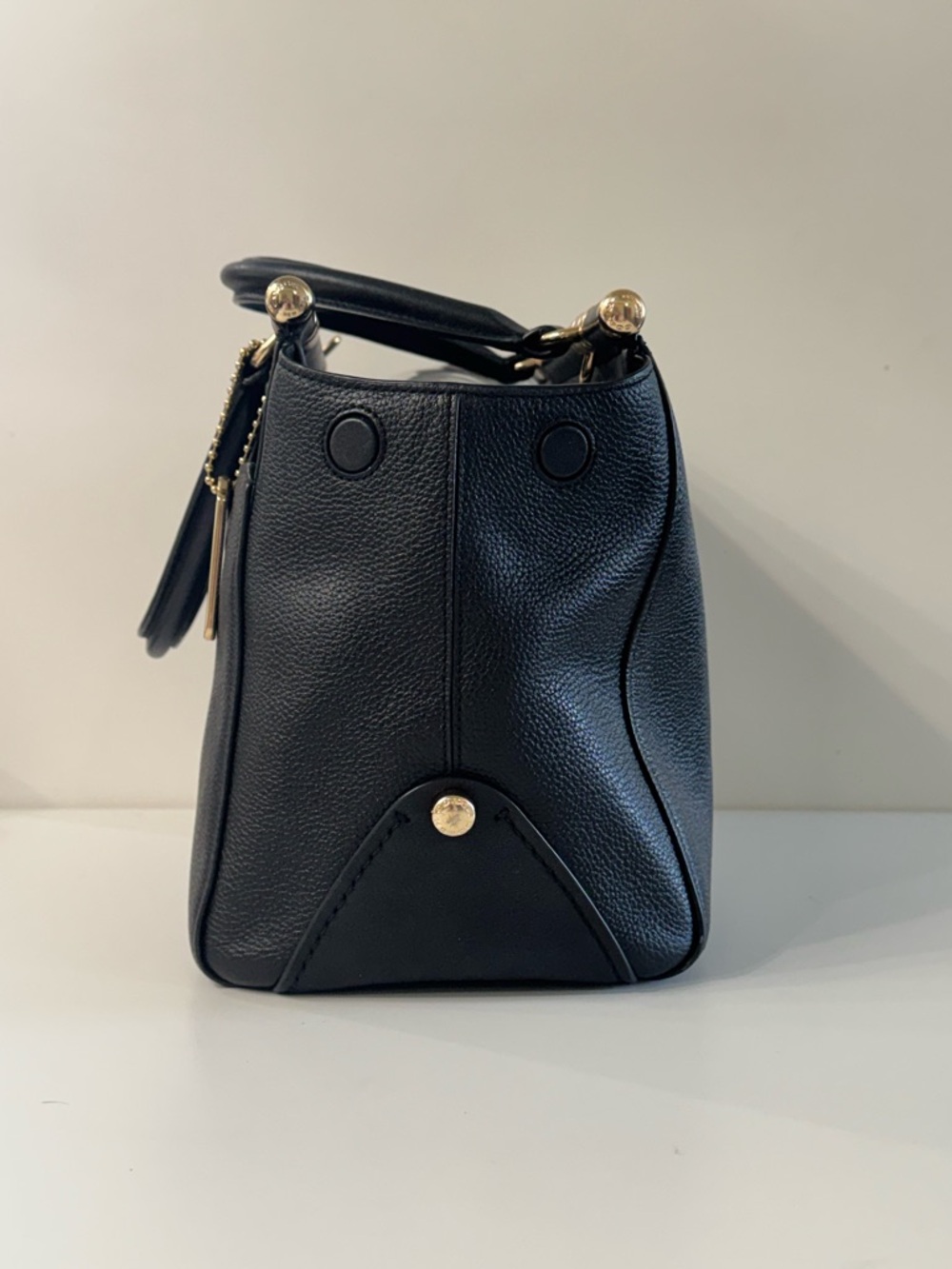 Coach Black Leather Satchel with Gold Hardware and Detachable Strap - Picture 5 of 16